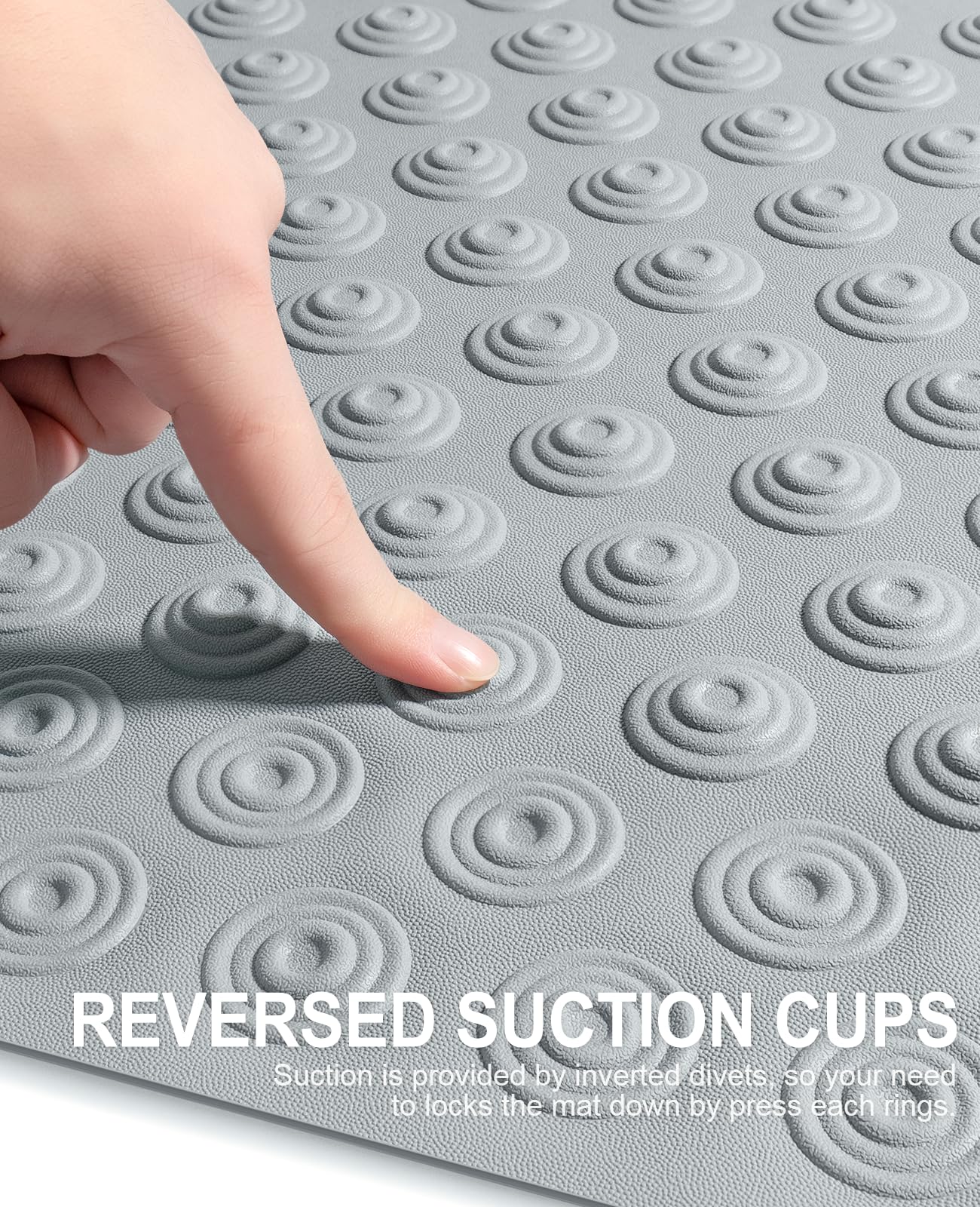 OTHWAY No Suction Cup Bath Mat: 39x16 inch Extra Long Bathmat│Perfect for Ordinary or Refinished Bath Tubs │Made of Nature Rubber│Protect Your Bathtub (Grey)