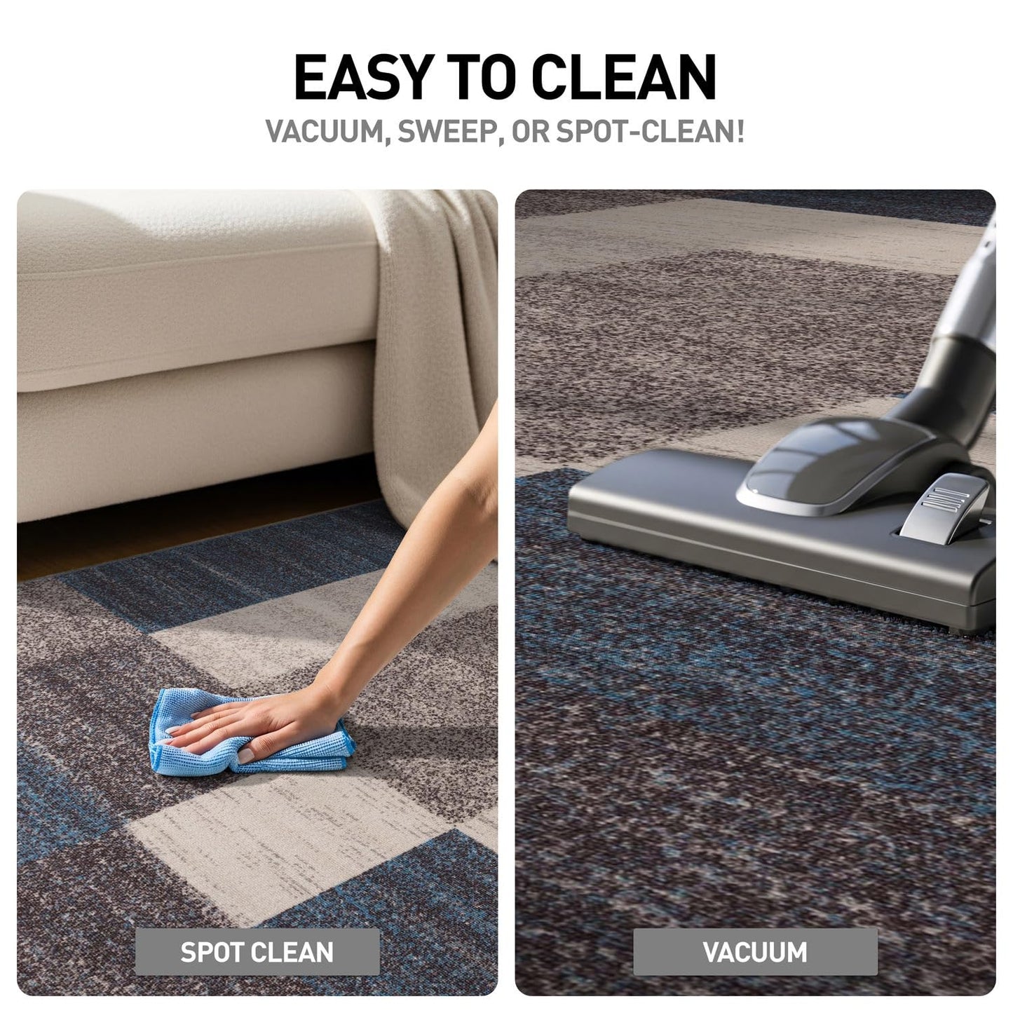 Rugshop Modern Boxes Design Non-Slip (Non-Skid) Carpet for Hallway,Entryway,Kitchen Runner Rug 2' x 10' Blue