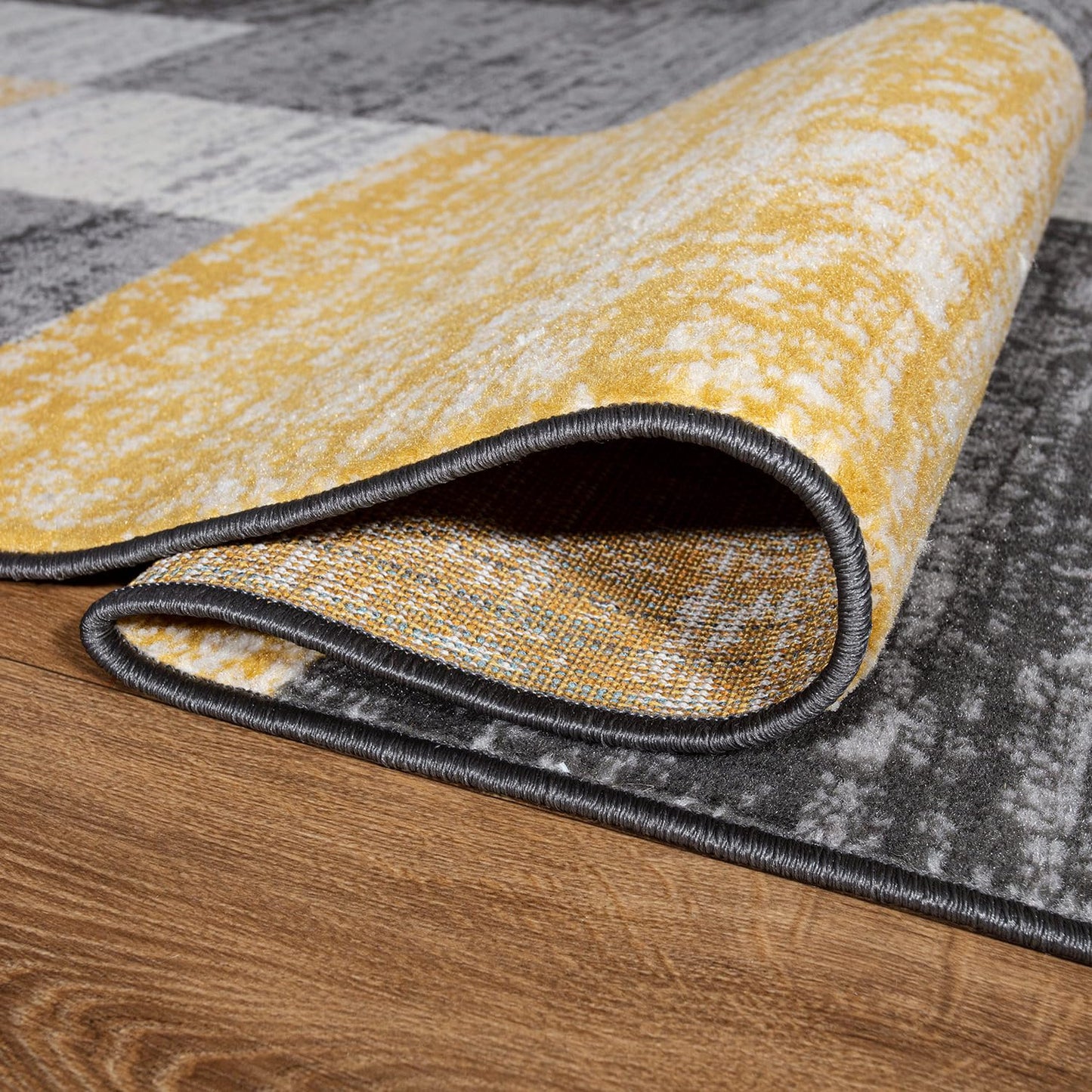 Rugshop Oslo Modern Yellow Area Rug, Geometric Boxes Design, Non-Shedding Carpet for Living Room or Bedroom, 5' x 7'
