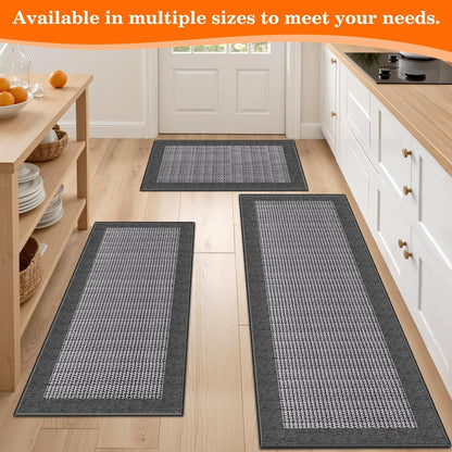 StepRite Kitchen Rugs, Kitchen Mat for Floor, 32"x20" Non-Slip Machine-Washable Commercial Floor Mat, Absorbent Heavy-Duty Rug for Office & Home, Sink Standing Mat, Entryway Carpet, Door Mat, Grey