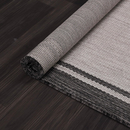 CAMILSON Indoor Outdoor Rug, 6x9 Bordered Gray Modern Area Rugs for Indoor and Outdoor Patios, Kitchen and Hallway Mats, Washable Porch Deck Outside Carpet (Bordered Grey, 6 x 9)
