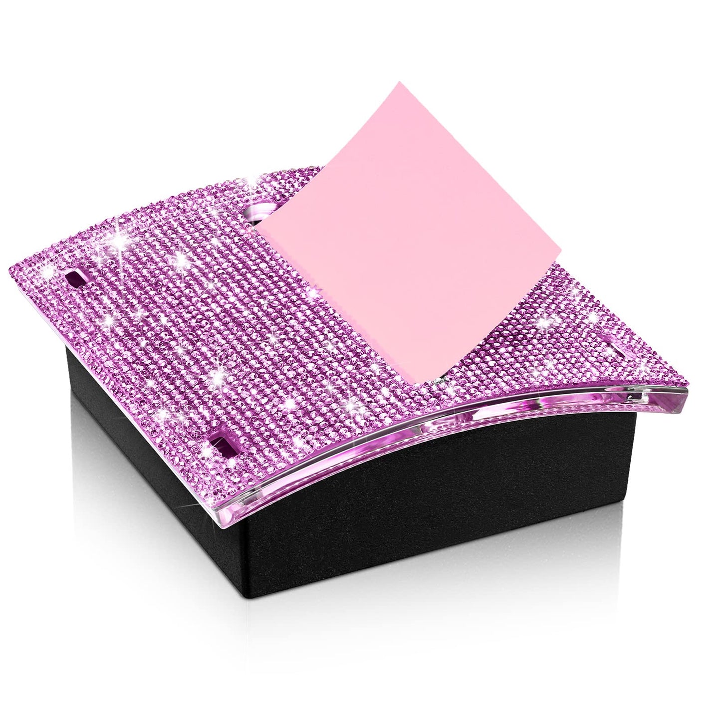 Eersida Rhinestone Self Stick Note Pad Holders 4 x 4 Inches Purple Cute Note Holder Sticky Dispenser Bling Memo Stick Dispenser for Office Employee Coworkers Gifts Home Desk Supplies