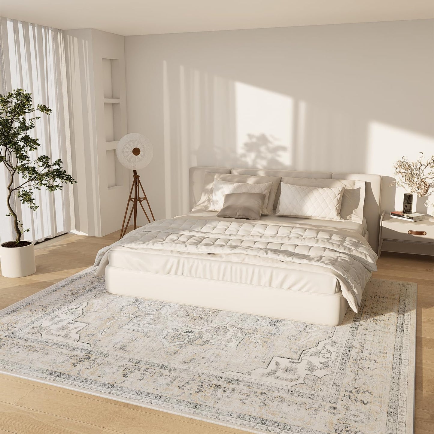 8x10 Area Rugs for Living Room: Washable Rug Non Slip Low Pile Soft Faux Wool Non Shedding Vintage Boho Large Carpet Rugs for Bedroom Dining Room Kitchen Nursery Under Table Home Office Farmhouse
