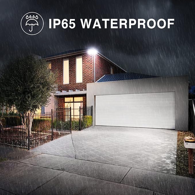 Onforu 100W Flood Lights Outdoor, 2 Packs Outdoor Security Lights 9000LM, 6500K LED Outdoor Flood Lighting Fixture, 3 Adjustable Heads, IP65 Waterproof Exterior Floodlight for Yard,Garage,Eave Mount