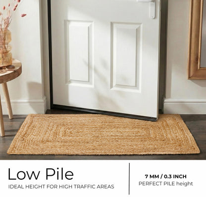 Jute Braided Small Rug, Natural - 2x3 Feet, Accent Reversible Hand Woven Doormat for Entryway, Kitchen, Living Room, Nursery | Rustic Neutral Front Door Floor Mat for Outdoor/Indoor Use - 24x36 Inches