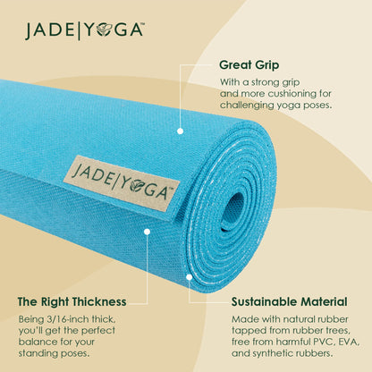 JadeYoga Harmony Yoga Mat - Durable & Thick Gym Fitness Mat, Non-Slip Natural Rubber Yoga Mat - Home Exercise & Stretching Mat, Workout Mat - Yoga, Pilates & Meditation for Women & Men