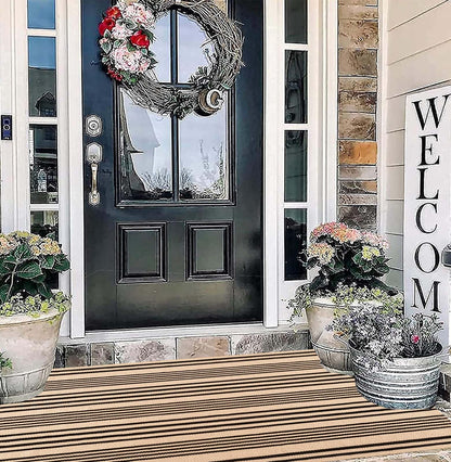 BUAGETUP Outdoor Rug 3'x 5',Tan Striped Washable Area Rug Hand-Woven Cotton Rug Indoor/Outdoor Area Rug Floor Mat for Farmhouse Living Room Bedroom