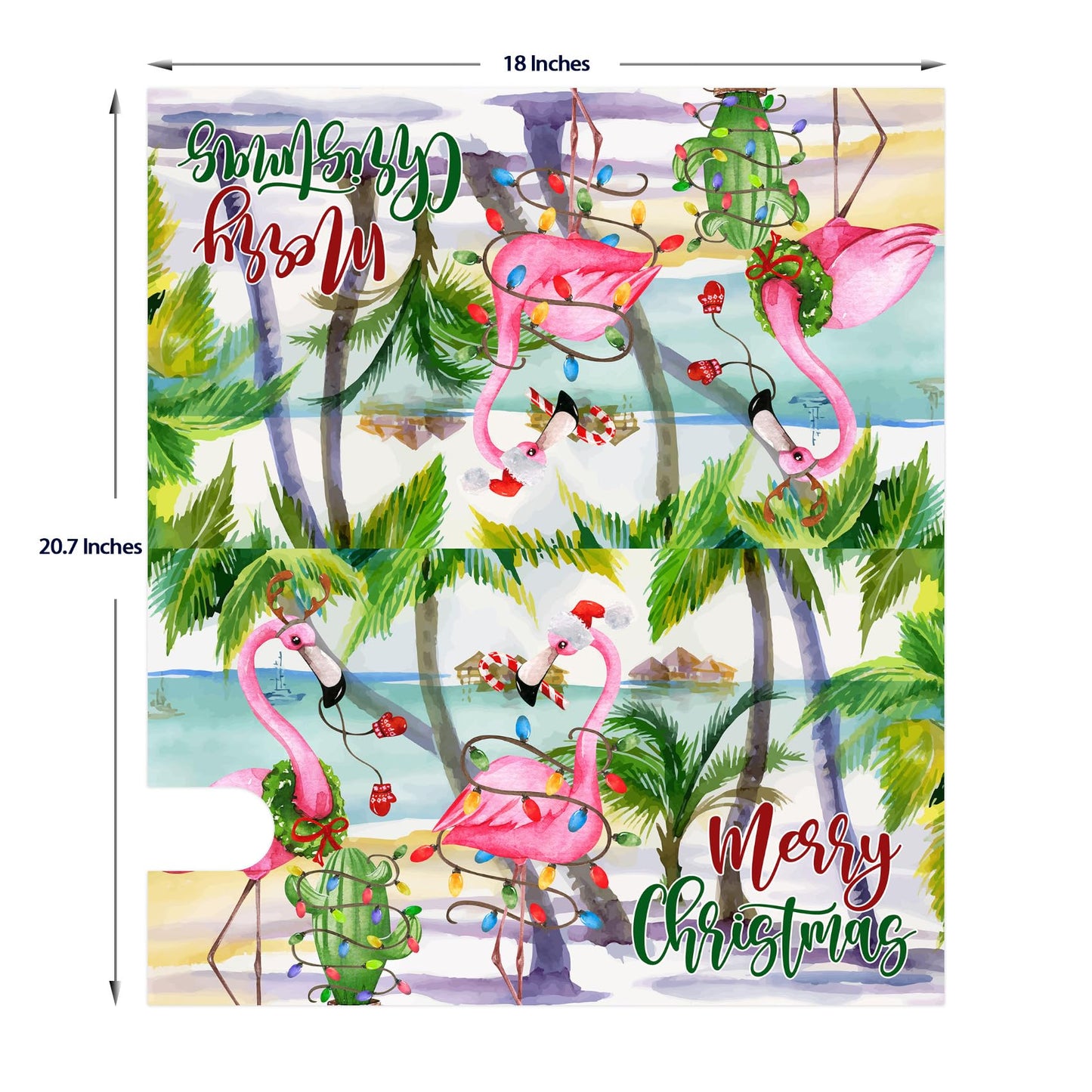 Texupday Merry Christmas Hawaii Beach Flamingo Decoration Mailbox Cover with Magnetic Strip Winter Holiday Mailbox Wraps Post Letter Box Cover Standard Size 21" X 18" for Garden Outdoor Yard Decor