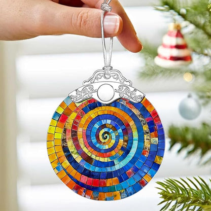 Rainbow Spiral Ornament – Christmas Decoration & Christmas Ornament; Stained Glass Holiday Decoration (Holiday Present, Bauble Present, Gift Idea, Gift Exchange) | Heirloom Keepsakes