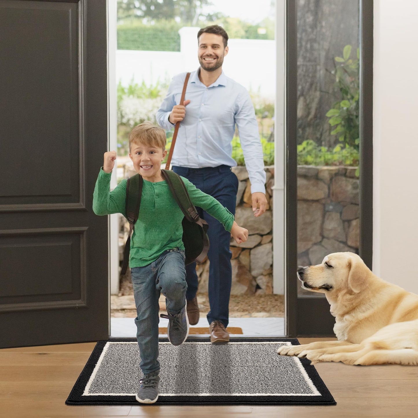 GRANNY SAYS Door Mat, 32" x 48" Welcome Mat Outdoor Rugs Non-Slip, Dirt Absorb Front Door Mat Outside Entrance, Low Profile Inside Floor Mat, Rugs for Entryway Indoor, Large Doormats, Black