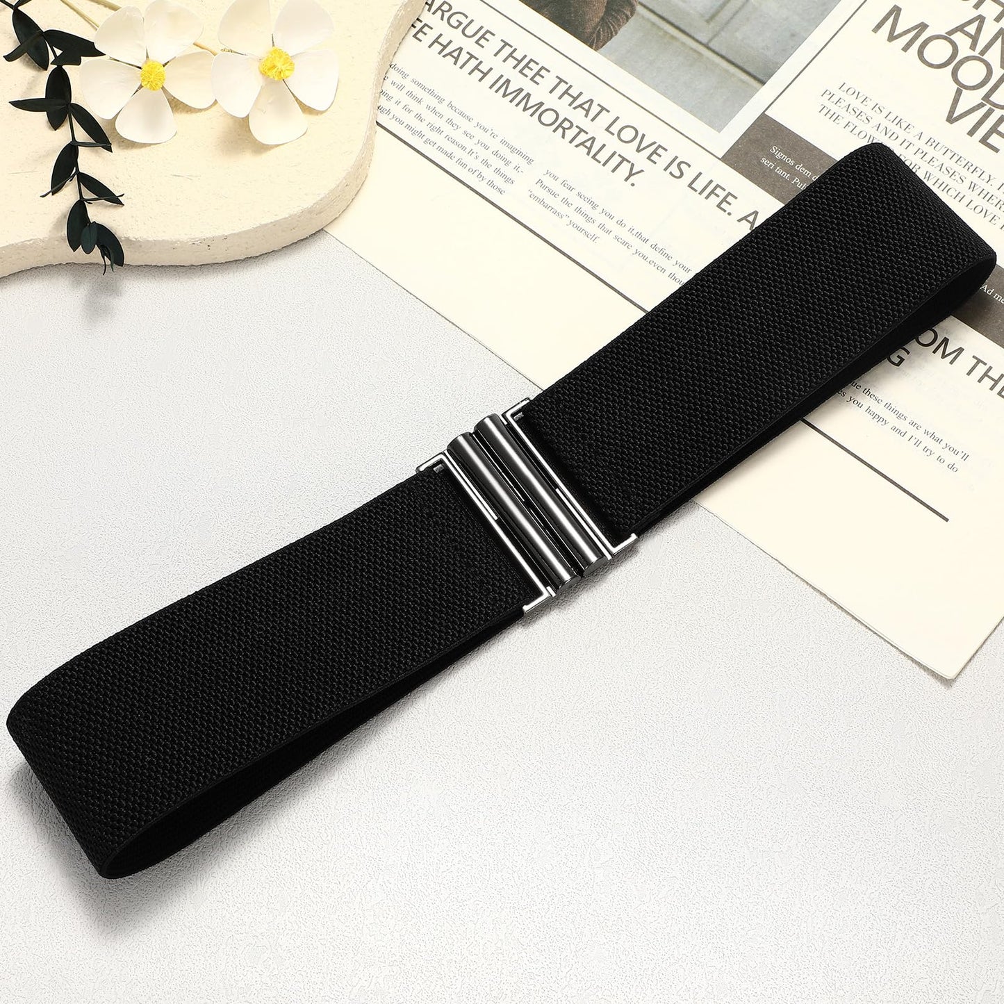 Womens Wide Elastic Waist Cinch Belt - Stretchy Vintage Trimmer Belt for Dresses