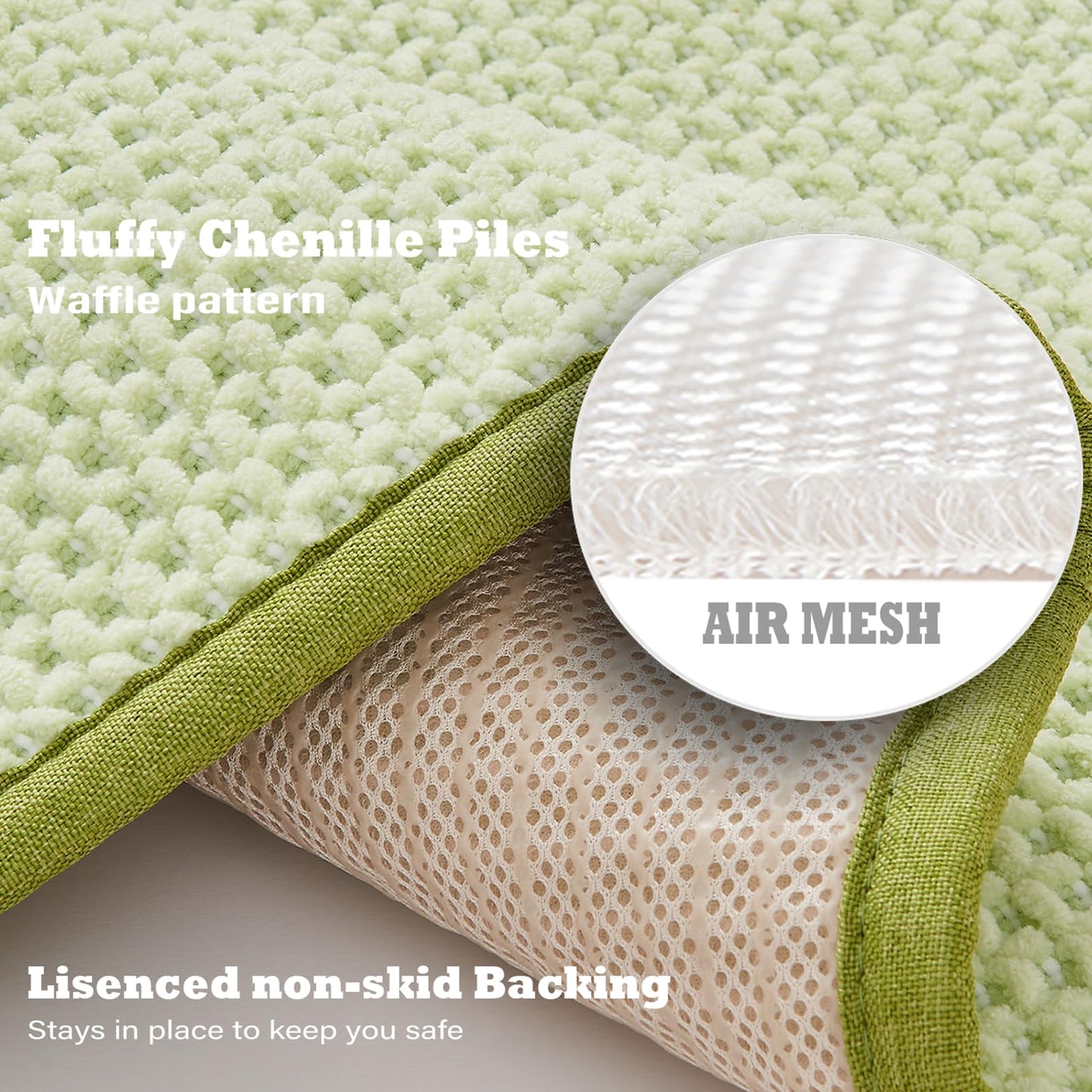 Douceur Chenille Waffle mat with Patented noslip Backing, Acrylic Blend Chenille Absorbent Bathroom Rugs, Cushioned mesh Backed Bath Rug Machine Washable, 18" x 32", Mustard Yellow
