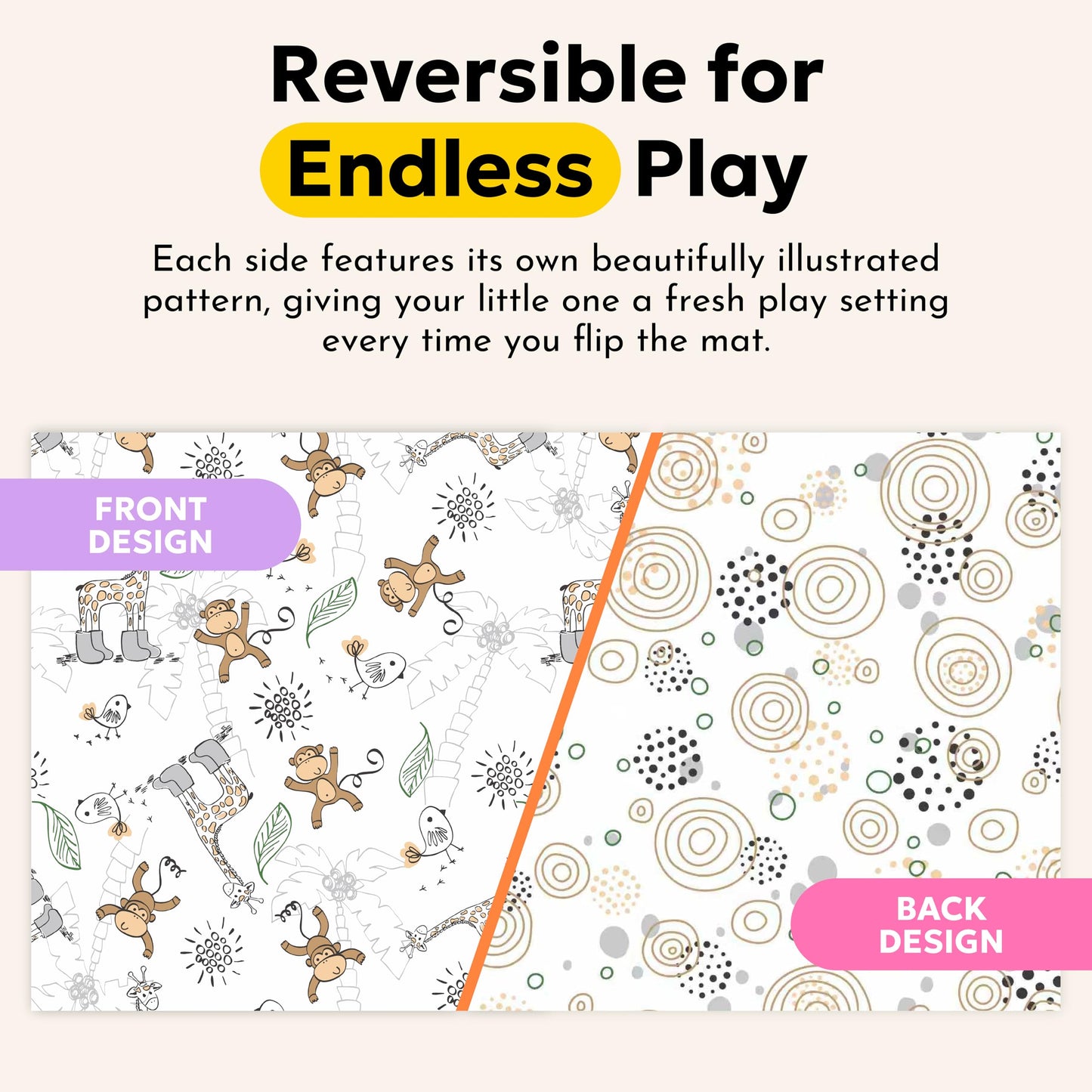 Miotetto Foldable Baby Play Mat – 78"x59" Non-Toxic, Reversible, Waterproof, Portable Baby Mat for Floor, Foam mat for Easy Storage & Travel, Large playmat for Kids, Floor mat for Any Playroom