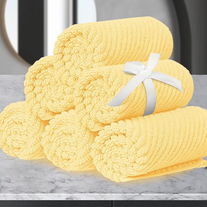 VOOVA & MOVAS Washcloths 6 Pack, Fluffy Hand Towels, Hotel Wash Cloths