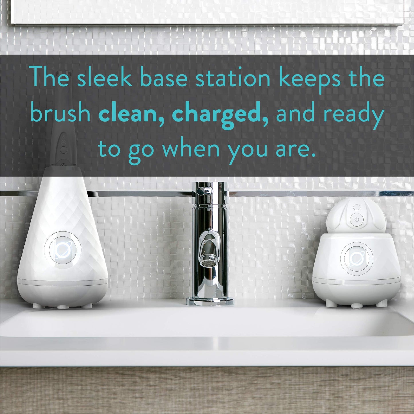 Tao Clean UV Sanitizing Sonic Toothbrush and Cleaning Station, Electric Toothbrush, Dual Speed Setting, White