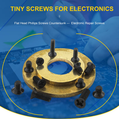 NINDEJIN Laptop Computer Screw Kit, M2 M2.5 M3 Countersunk Flat Head Phillips Mini Screws Set, Replacement Part Electronic Repair Accessories