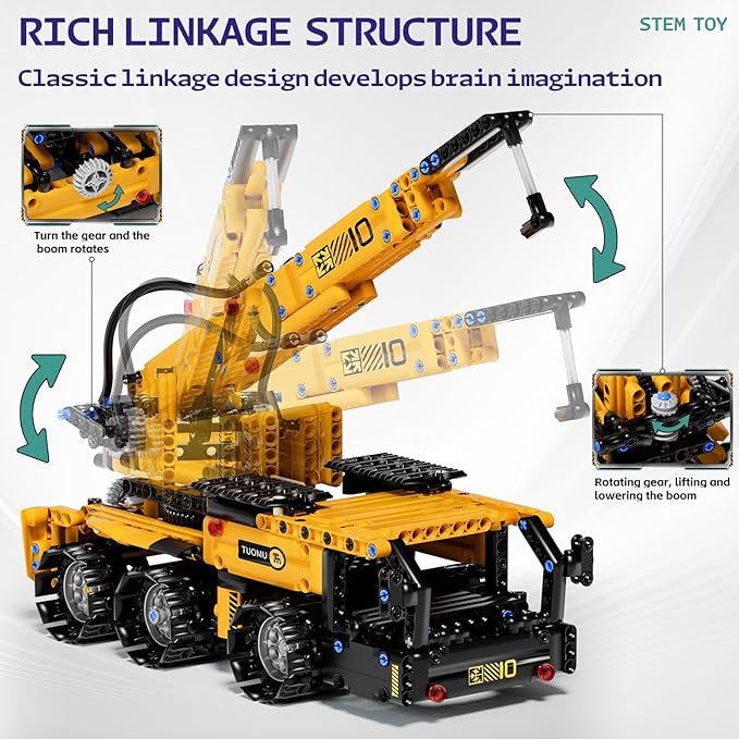 5 in 1 STEM Building Block Set for Kids Ages 8-14 Remote Control and App Controlled Excavator/Crane/Truck/Bulldozer/Roller Birthday Gift for 8 9 10 11 12+ Years Old