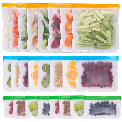 Greenzla Reusable Food Storage Bags - 12 Pack BPA-Free, Extra Thick, Leakproof Freezer & Lunch Carriers; 4 Gallon, Sandwich & Snack Options - Reusable Lunch Bags