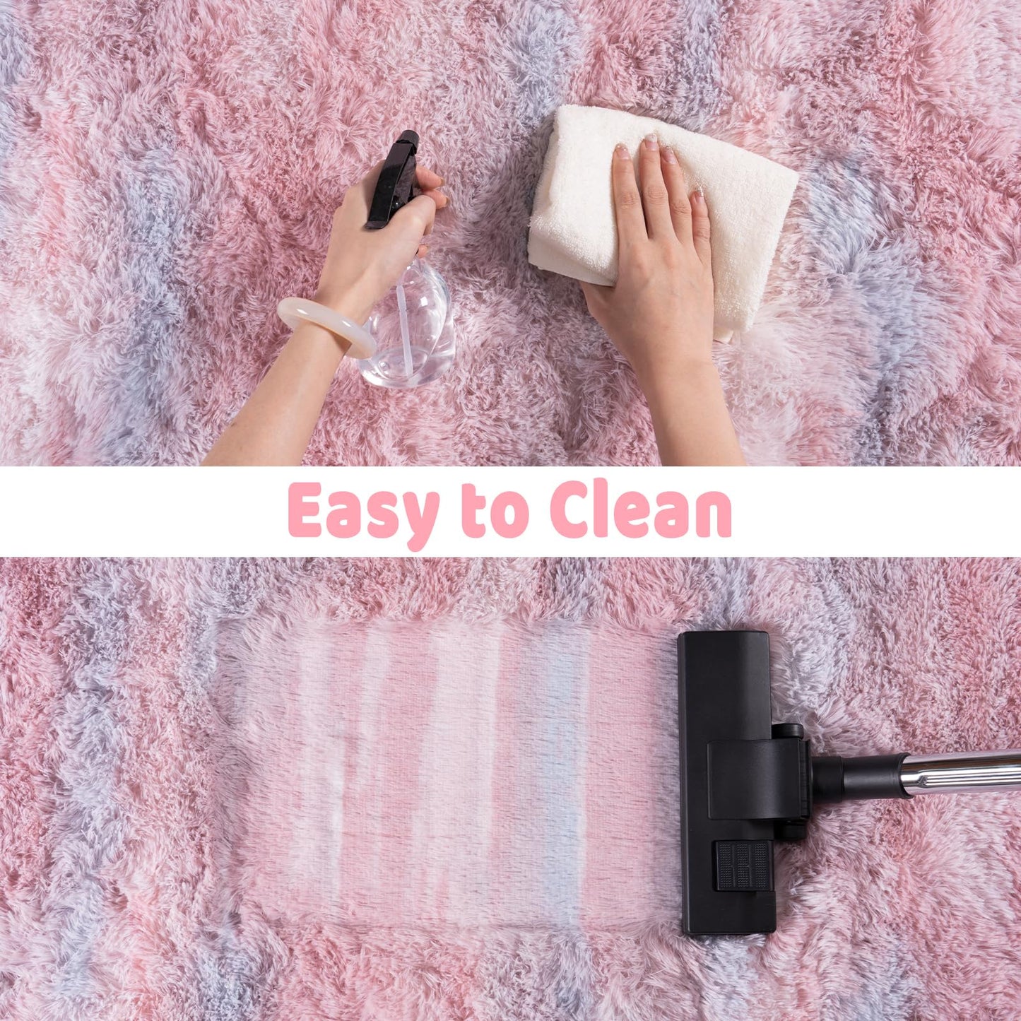 Ailyei Shag Rugs for Bedroom, 4x6 Abstract Pink Soft Fuzzy Rugs for Living Room, Fluffy Shaggy Plush Carpet Girls Kids Room Dorm Upgrade Non-Slip