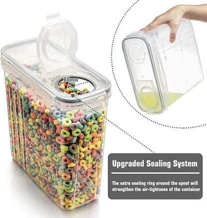 Wildone Cereal Storage Containers Set, Large BPA Free Plastic Airtight Food Storage Containers 4L /135.3oz for Flour, Sugar, 6 Piece Set Cereal Dispensers with 20 Labels & Marker, Grey