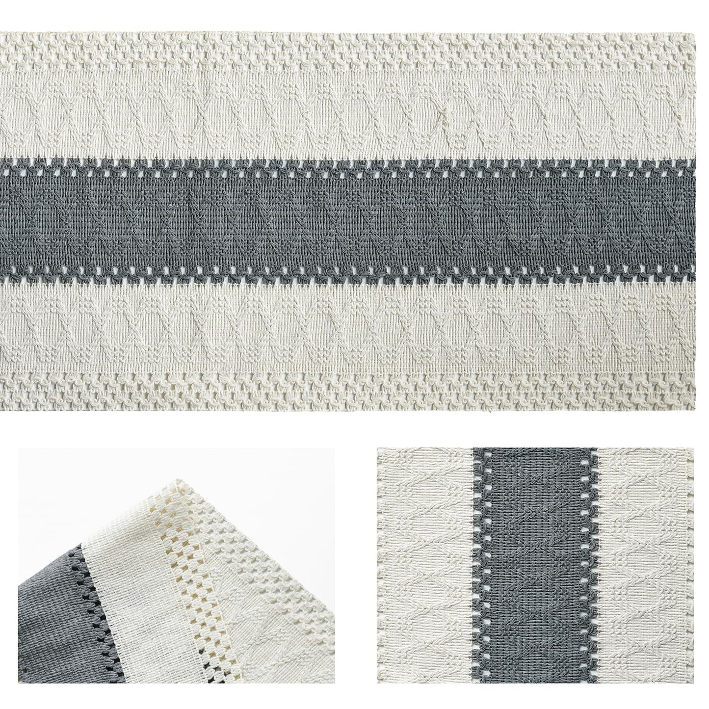 Artoid Mode Dark Grey Farmhouse Rustic Table Runner, Seasonal Holiday Hollow Kitchen Dining Table Decoration for Home Party Decor 12x72 Inch