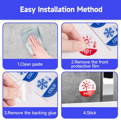 6PCS Hot and Cold Sign, Self-adhesive Waterproof and Durable Cold and Hot Stickers, Warning Label Signs for House, Kindergarten, Business, Bathroom, Office, Faucets Sinks