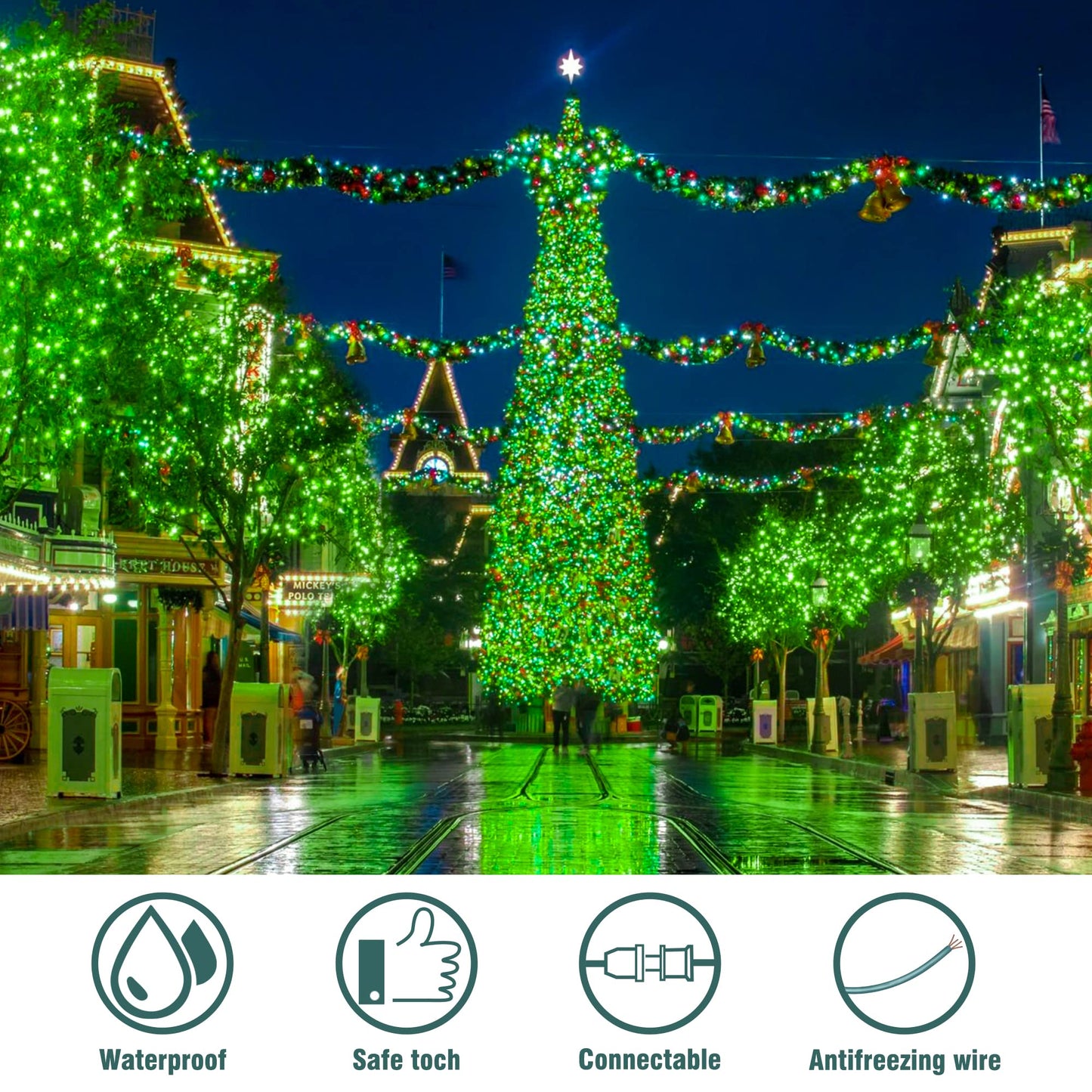 Hopolon St. Patrick's Day Mini String Lights, 2PACK 50Count 13Feet Incandescent Bulb Waterproof Green Fairy Lights Plug in for Indoor Outdoor Halloween Party Patio Christmas Decor,Green