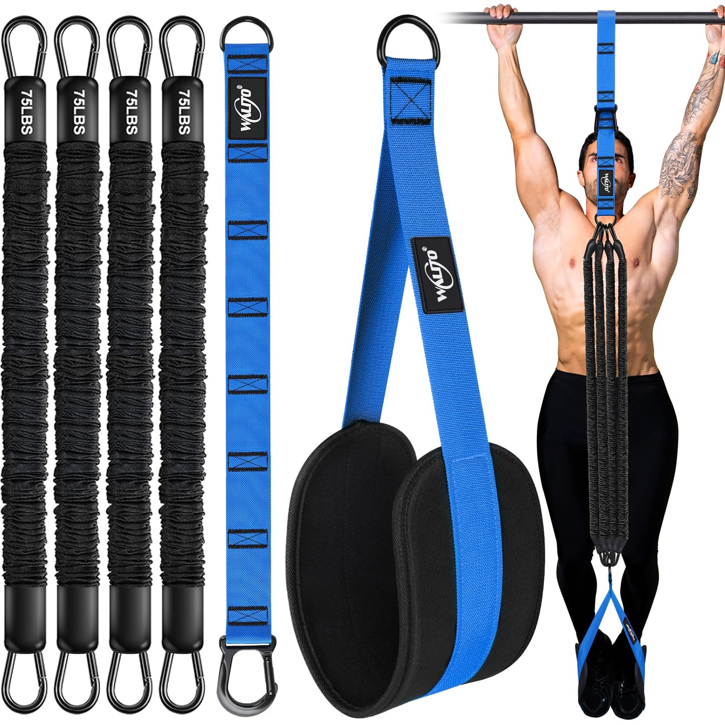 Pull Up Assistance Bands, Heavy Duty Resistance Bands for Pull Up Bar, Pull Up Assist Band with Feet Rest, Pull Up Assist Band Strength Training Workout Equipment, Height Adjustable