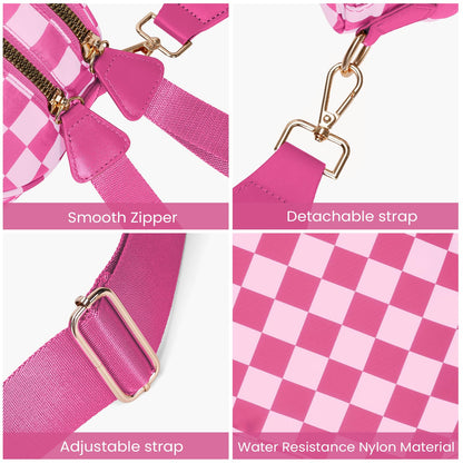 Checkered Crossbody Bum Bags for Women Nylon Checkered Purse Checkerboard Fanny Pack