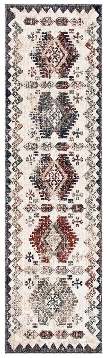 SAFAVIEH Herat Collection Runner Rug - 3' x 10', Cream & Grey, Boho Tribal Distressed Design, Non-Shedding & Easy Care, Ideal for High Traffic Areas in Living Room, Bedroom (HRT319A)