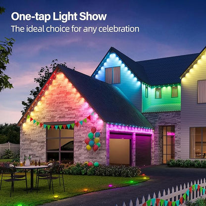 Permanent Outdoor RGB Lights with IP67 Waterproof, Smart Outdoor String Lights Remote Control, Eaves Lights with App, Daily and Accent Lighting for Halloween,Christmas Decor (100ft)