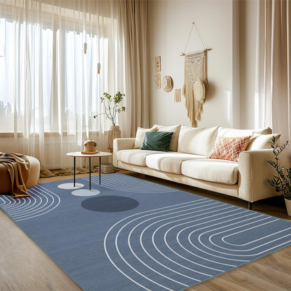 Area Rug 5x7 Boho Modern Minimalist Geometric Abstract Rug Dusty Blue Mid Century Modern Rug for Living Room Machine Washable Non-Slip Printed Low Pile Indoor Carpet for Bedroom Dining Room Office