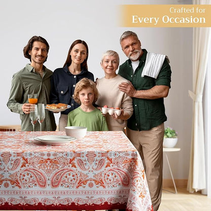 Maison d' Hermine Table Cloth Rectangle Table 100% Cotton 60 x 120 Inches Fall Tablecloth Reusable Everyday Use for Thanksgiving Christmas Decorations Dining Farmhouse Party (Orient)