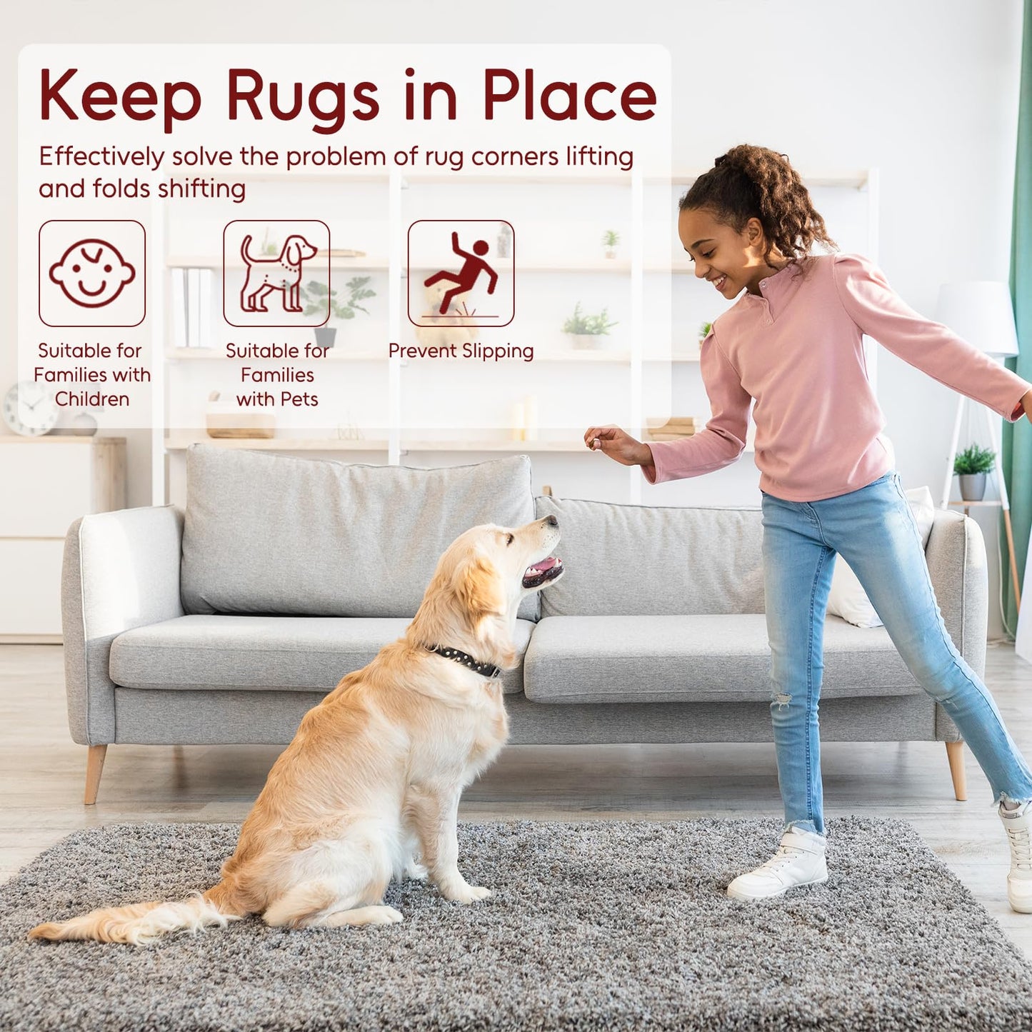 Felt and Rubber Backing Rug Pad, 6"x9" Non-Slip Rug Pads, 1/8” Thick, Under Area Carpet Protective Pads, Cushioned Gripper Pads for All Floors and Finishes, Keeps Rugs in Place, Soft and Secure