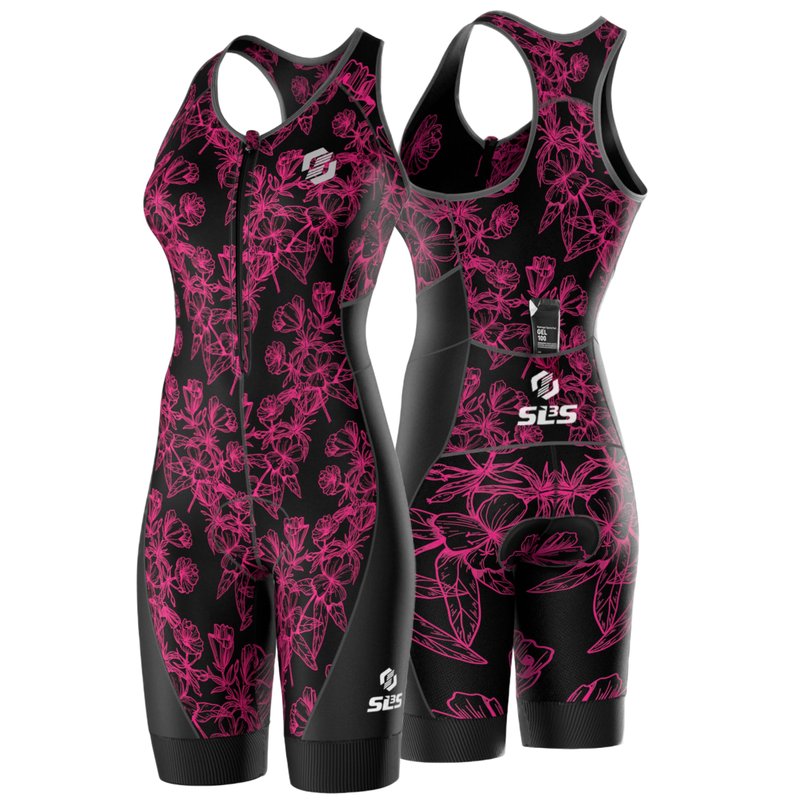 SLS3 Triathlon Suits Women – Sleeveless Trisuit Women - Premium FX Fabric, Tri Suit Womens Triathlon Suit, No Shelf Bra (Elektra, Large)