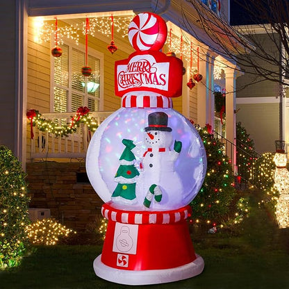 Christmas Inflatables Outdoor Decoration Christmas Blow Up Yard Decorations Inflatable Globe with Snowman Santa Tree Giant Outdoor Indoor Blow Up LED Light Yard Lawn Garden Home Party Decor