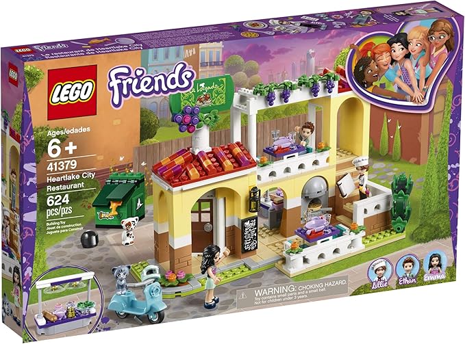 LEGO Friends Heartlake City Restaurant 41379 Restaurant Playset with Mini Dolls and Toy Scooter for Pretend Play Cool Building Kit Includes Toy Kitchen Pizza Oven and More (624 Pieces)