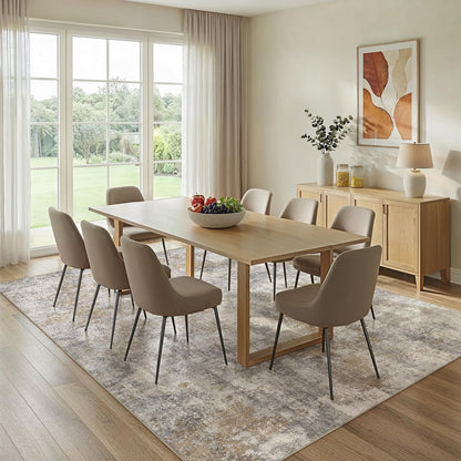 WITSHOCK Area Rugs 9x12 Living Room Rug - Washable Neutral Soft Low Pile Non-Slip Modern Abstract Thin Large Indoor Carpet for Bedroom Dining Room Nursery Office - Light Brown Grey