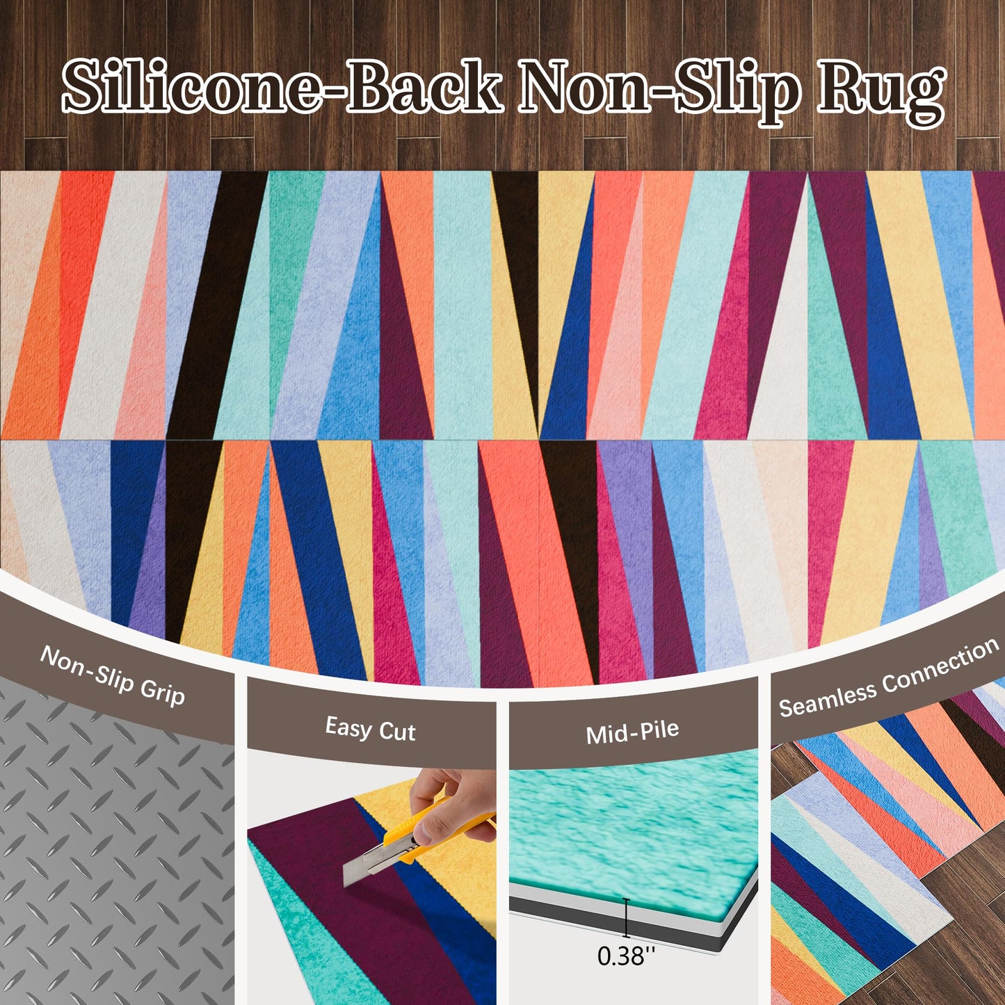 Carpet Living Room Bedroom, Glue Free, Anti Slip, Removable, Washable Spliced Carpet(15.75''x 15.75''x 0.38''Thick) Unit Rug 12pcs