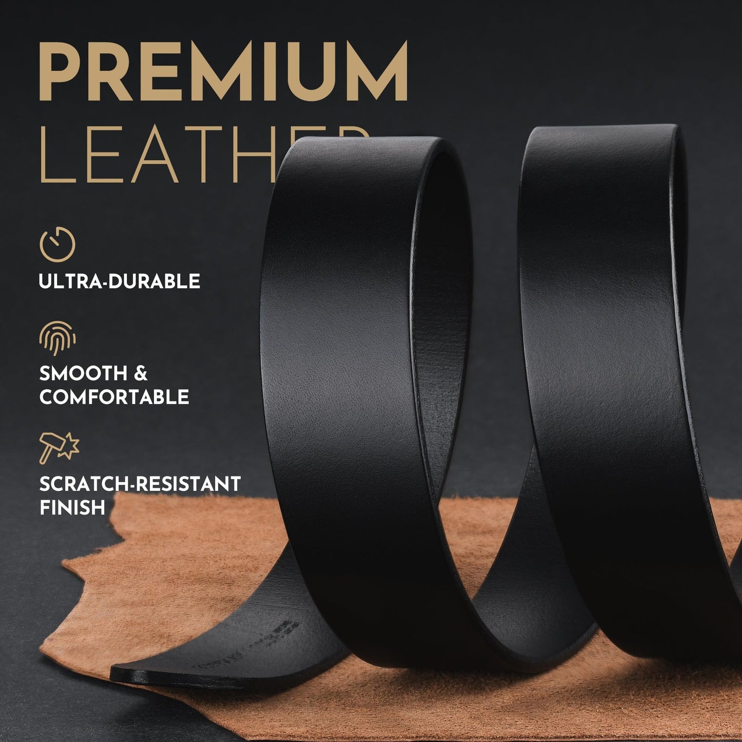 Buffway Men's Leather Belt,1.5" Handcrafted Top-Grain Leather – Durable,Comfortable,Suitable for Everyday Formal & Casual Wear - Size 38" Black