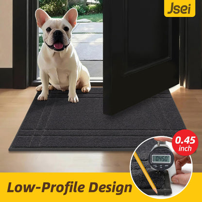 JSEI Entryway Rugs Doormat 20"x32", Non-Slip Dirt Trapper Door Mats Indoor, Washable Absorbent and Stain Resist Welcome Floor Mat for Front Door, Dog Door Mat, Dirty Wet Shoes & Paws, Dark Grey