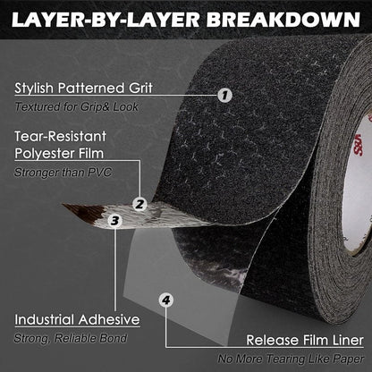 S&X Anti Slip Tape 6" x 60' Premium High Traction Non Skid Tape for Outdoor Stairs, Decks, Ramps - Waterproof & Durable