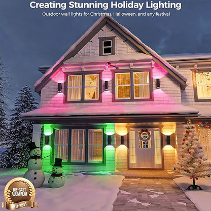 KIZON Smart Outdoor Wall Lights RGBCW Color Changing, Modern Dusk to Dawn Outdoor Sconce Lights Up and Down Lighting, Exterior Light Fixture for House Porch Garage, Works with Alexa, ETL Listed