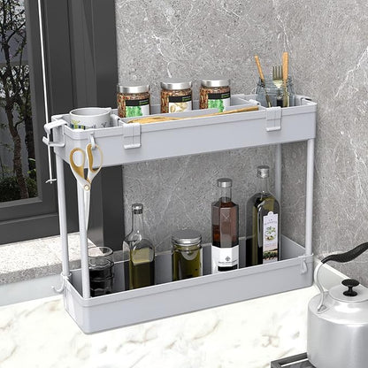 SPACELEAD Slim Storage Cart 3 Tier,Bathroom Organizer Rolling Utility,Mobile Shelving Unit Slide Out for Office, Kitchen, Laundry Room & Narrow Places,Gray