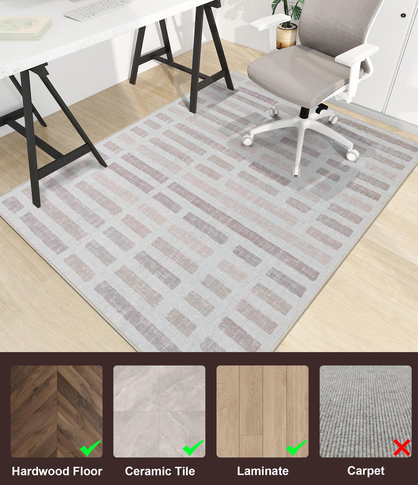 chakme Office Chair Mat for Hardwood Floor, 48"x36" Easy Glide Computer Desk Mat Protector for Rolling Chair Under Desk Rug Nonslip Backing, Machine Wash, (Plaid)