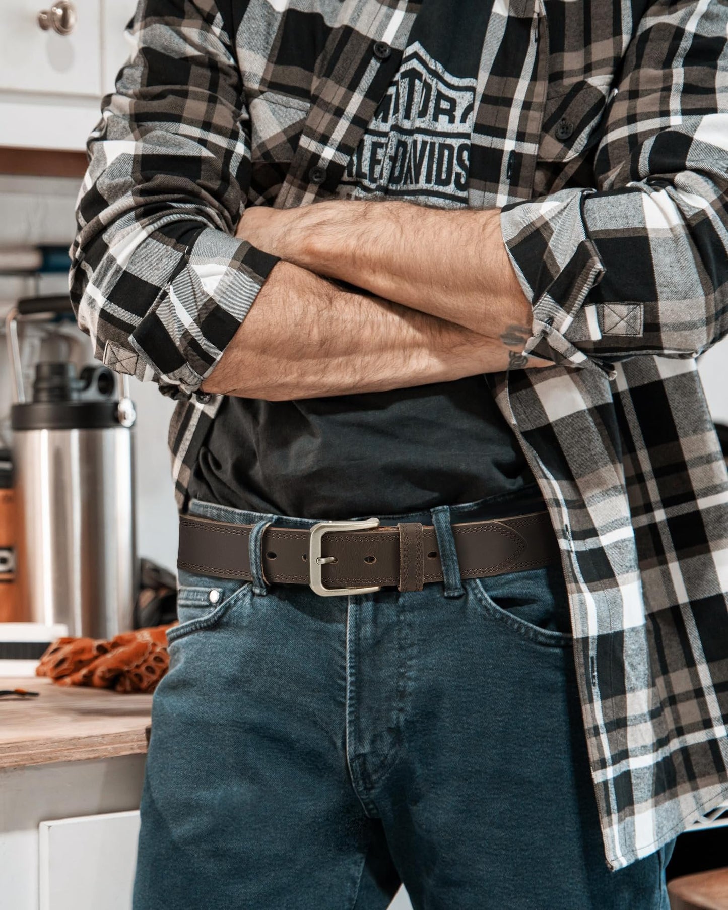 CHAOREN Full Grain Leather Belt for Men, Work Belts for Men Heavy Duty, Daily Wear for Jeans Pants