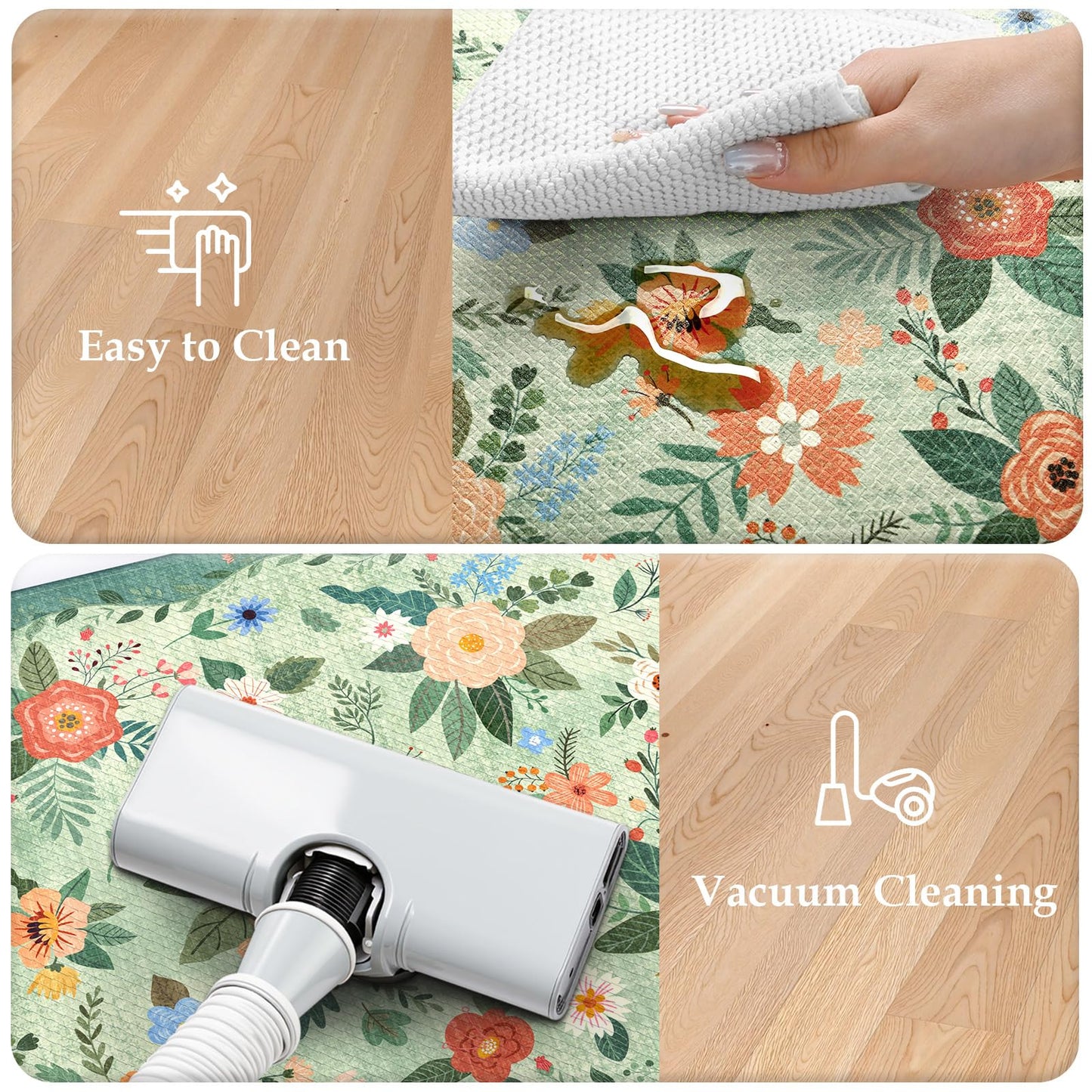 KIMODE Anti Fatigue Mats for Kitchen Floor 17"x47"+17"x29",Green Farmhouse Kitchen Rugs Sets of 2, Cushioned Kitchen Floor Mats Non Skid, Memory Foam Mats for Laundry Office Sink Desk