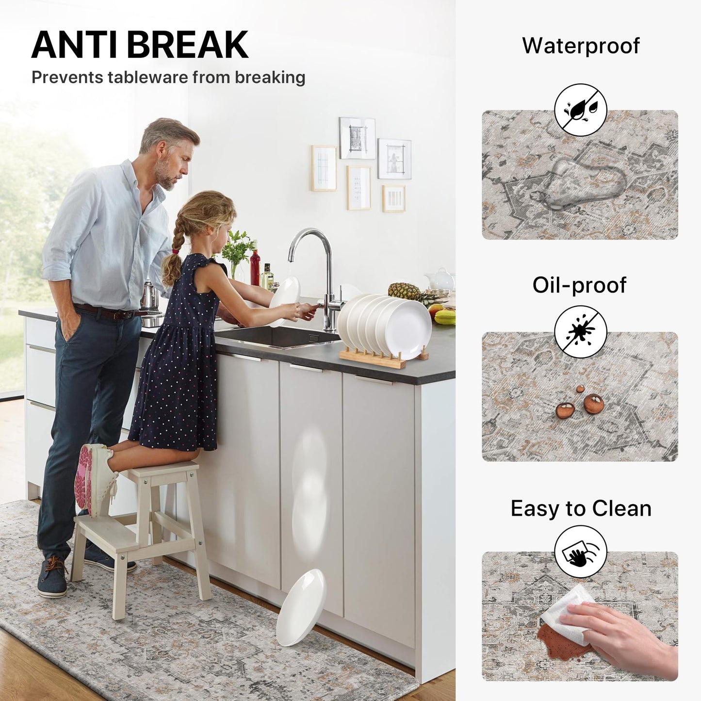 GENIMO Kitchen Mats for Floor, Washable Anti Fatigue Mat for Cushioned, 23.6"x71", Waterproof Kitchen Rugs, Non Slip Comfort Standing Mat Rug for Home, Sink, Laundry, LightTaupeBrown