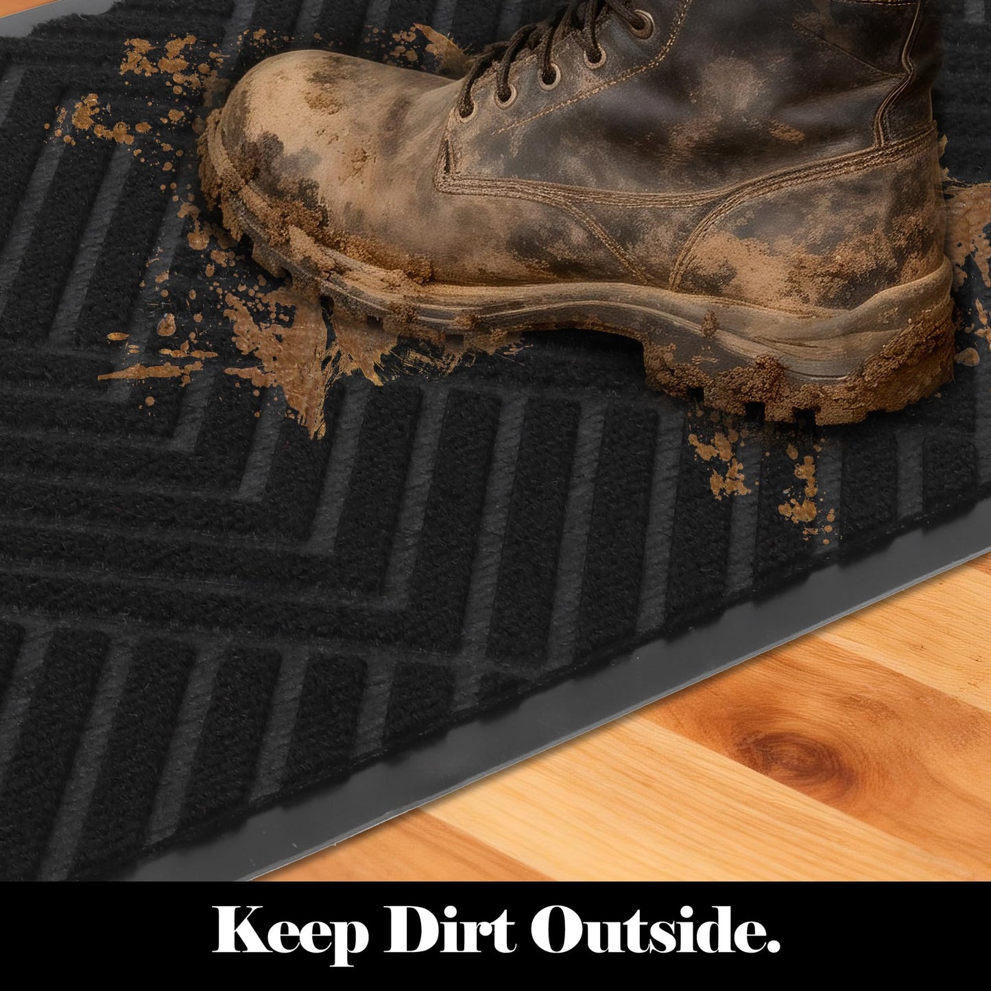 PEADEEAS Front Door Mat Outside Entrance, 5x7ft Oversized Heavy Duty Rubber Doormat, Large Low Profile Non Slip Door Mat, Trap Dirt and Moisture, Easy Clean Indoor Outdoor Entryway Mat, Black