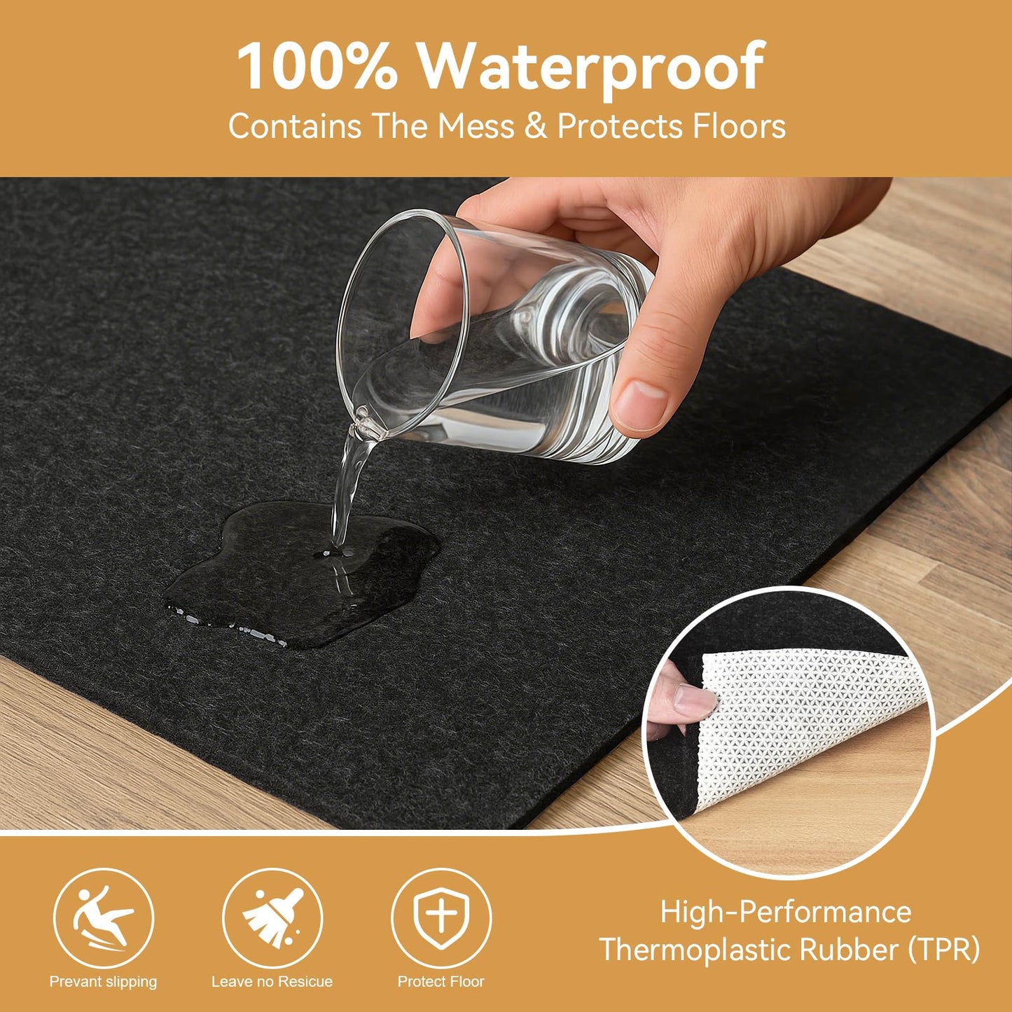Deep Dream 1/4" Thick Felt and Natural Rubber Backing Rug Pad - Non Slip Carpet Gripper for 2 x 8 Ft Area Rugs - Protective Cushioned Pads for All Floors